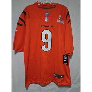 Nike Bengals Joe Burrow Large JERSEY # 9 Orange On Field Sewn Super Bowl LVI NWT